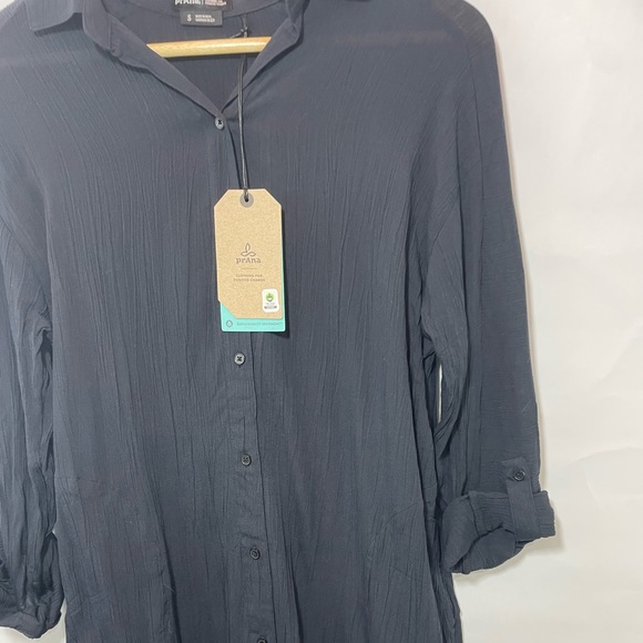 Prana scheena black shirt long sleeve light button down swimsuit cover up - Picture 5 of 12